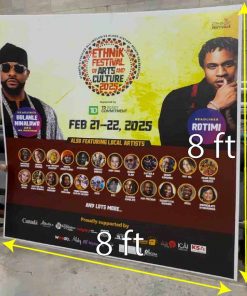 8x8 ft printed event backdrop with bold “8 x 8 ft” label, lightweight and budget-friendly coroplast display for one-time use.