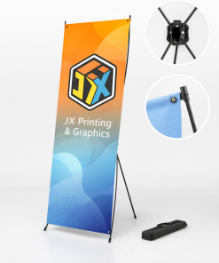 X-banner stand 24x63 indoor display with full-colour print, Calgary banner stands